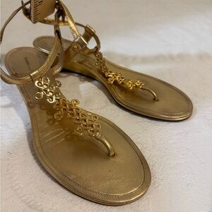 Diane vonFurstenberg Gold Sandals Decorative Made in Brazil‎